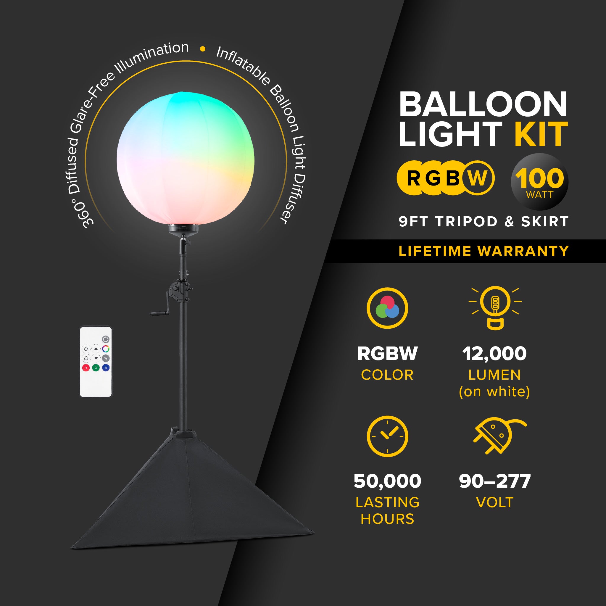 G3 Heavy-Duty 100 Watt RGBW Balloon Light Kit