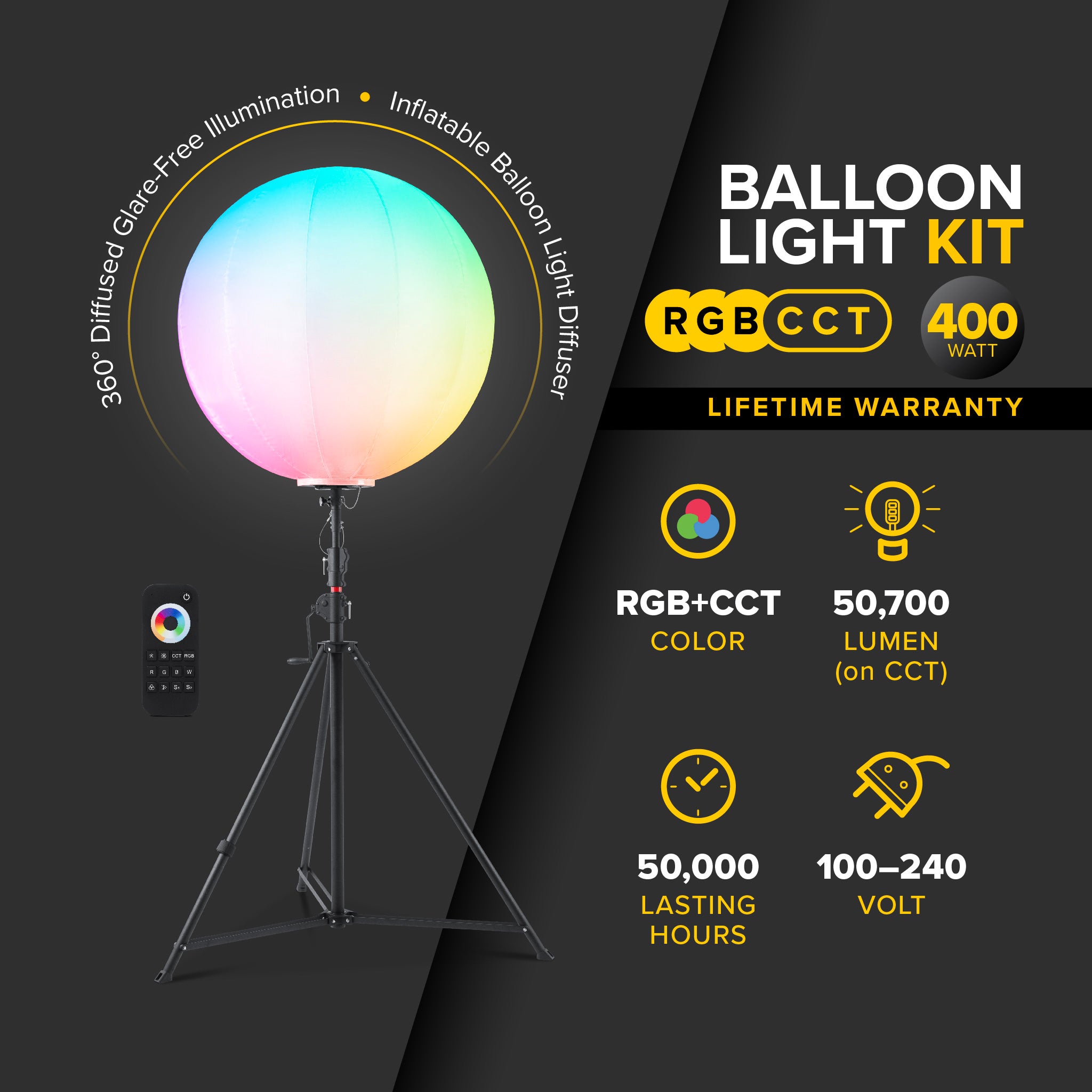 G3 - 400 Watt RGB + CCT LED Balloon Light Kit