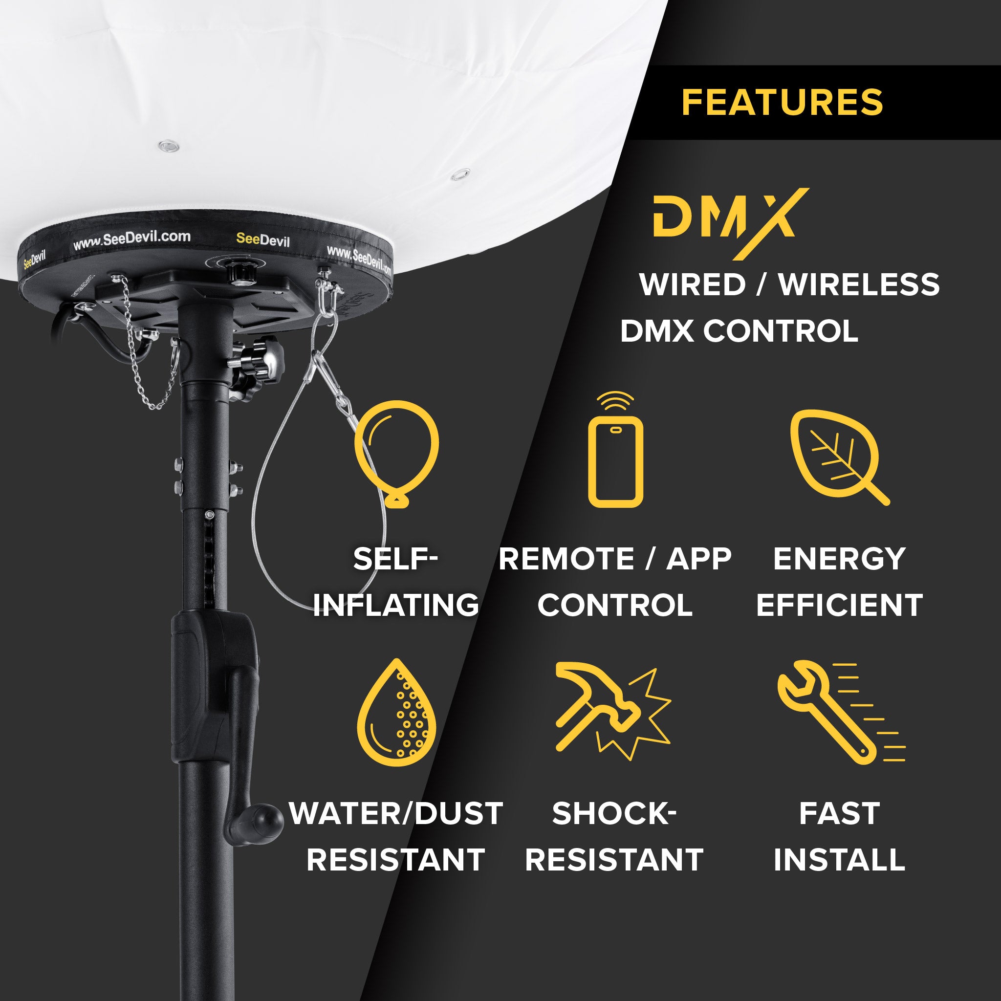 G3 DMX 400 Watt RGB + CCT LED Balloon Light Kit