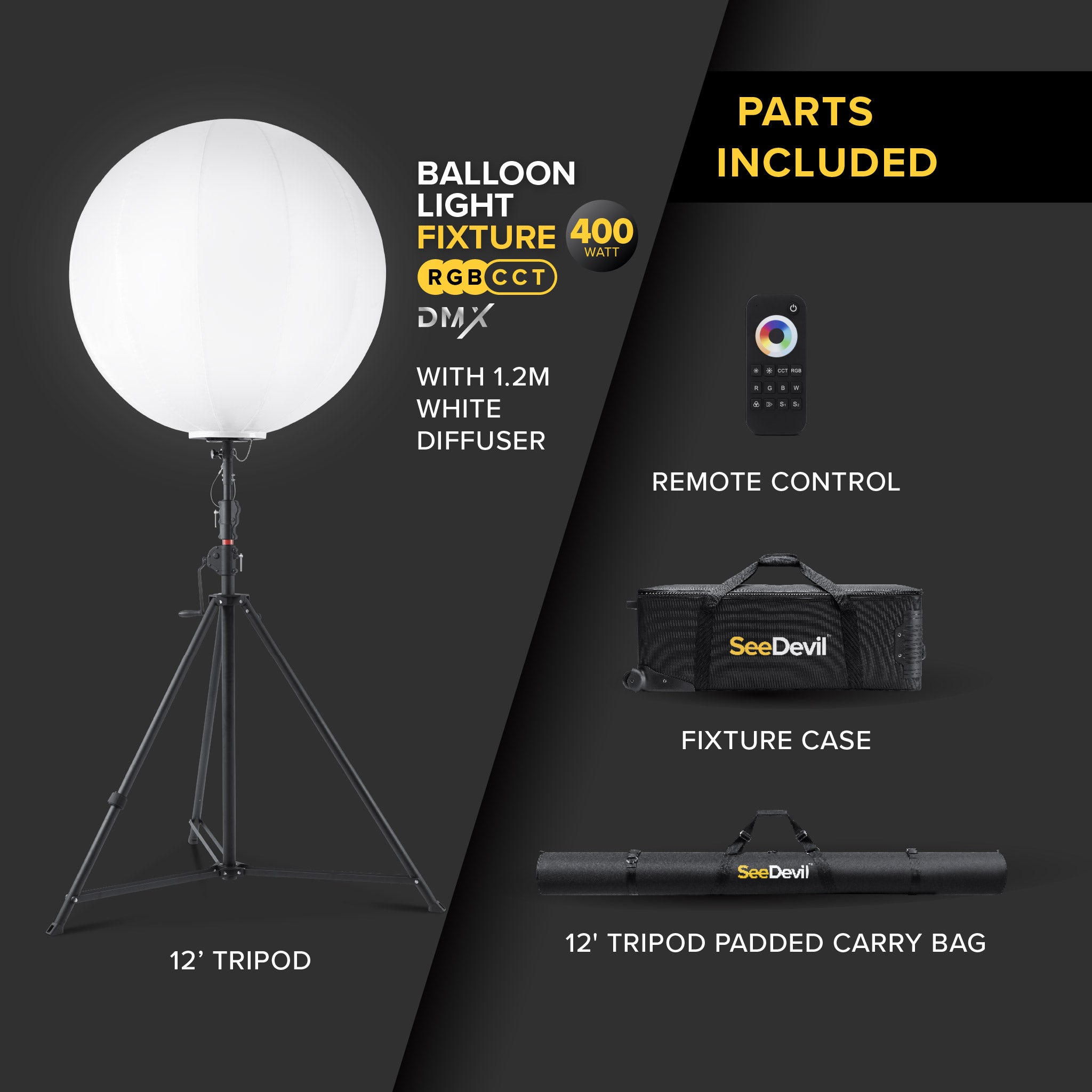 G3 DMX 400 Watt RGB + CCT LED Balloon Light Kit